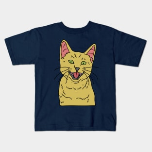 Yellow Smiling Cat Kids T-Shirt